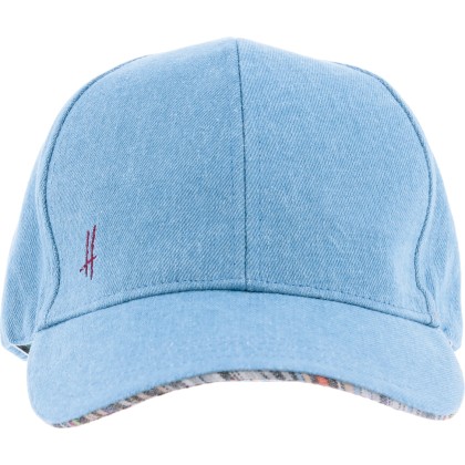 Casquette baseball en jeans doublure visère rayée