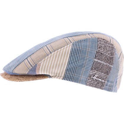 Casquette plate patchwork avec visière en liège