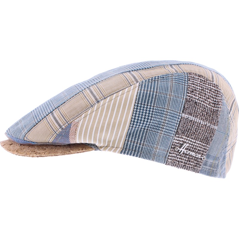 Casquette plate patchwork avec visière en liège