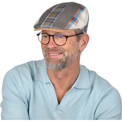 Casquette plate patchwork avec visière en liège