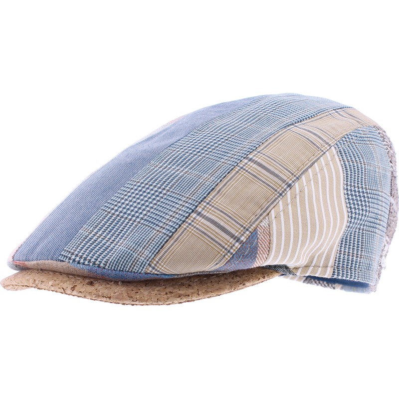 Casquette plate patchwork avec visière en liège