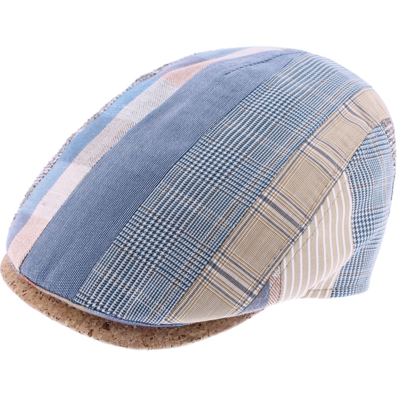 Casquette plate patchwork avec visière en liège