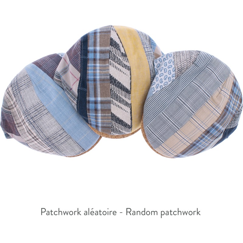 Casquette plate patchwork avec visière en liège