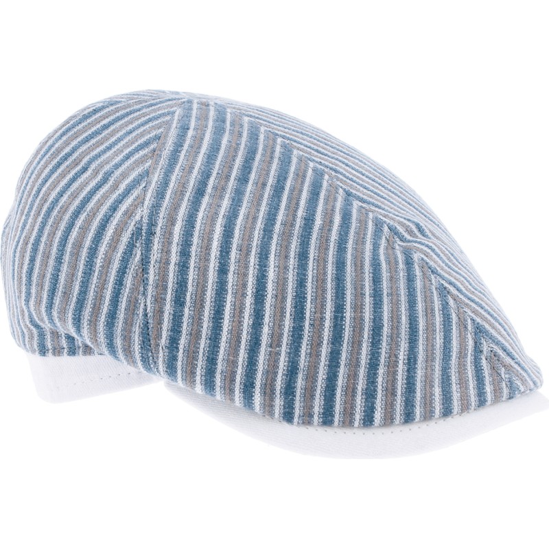6-panels striped cap, with pattern fabric peak and back band, made of