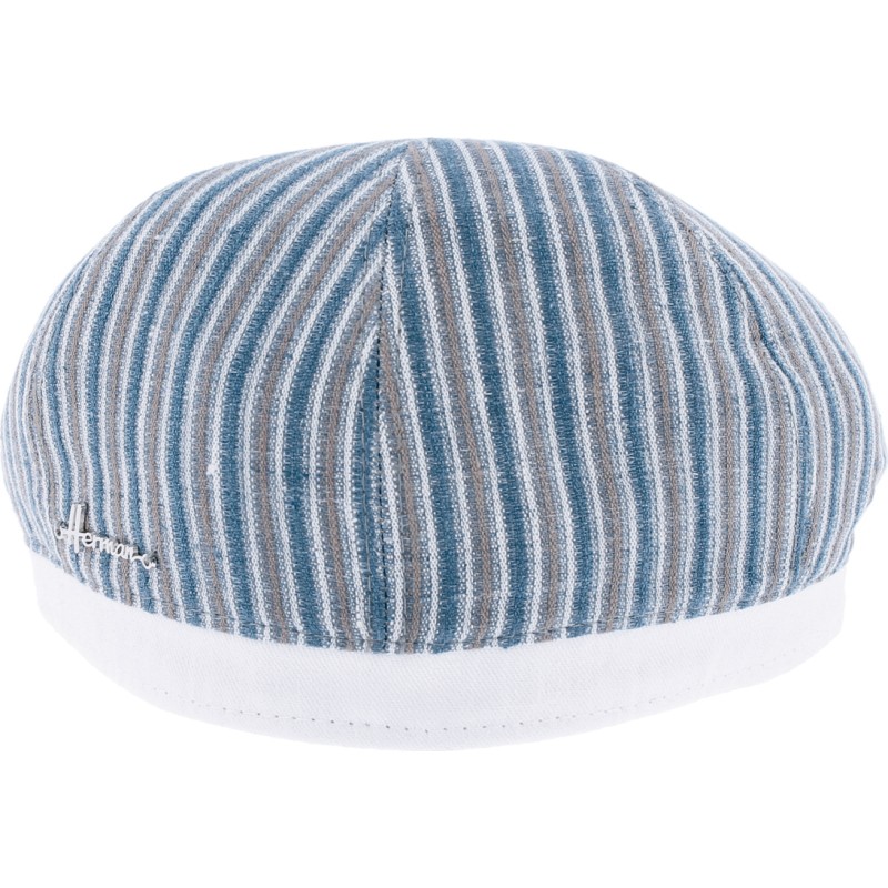 6-panels striped cap, with pattern fabric peak and back band, made of