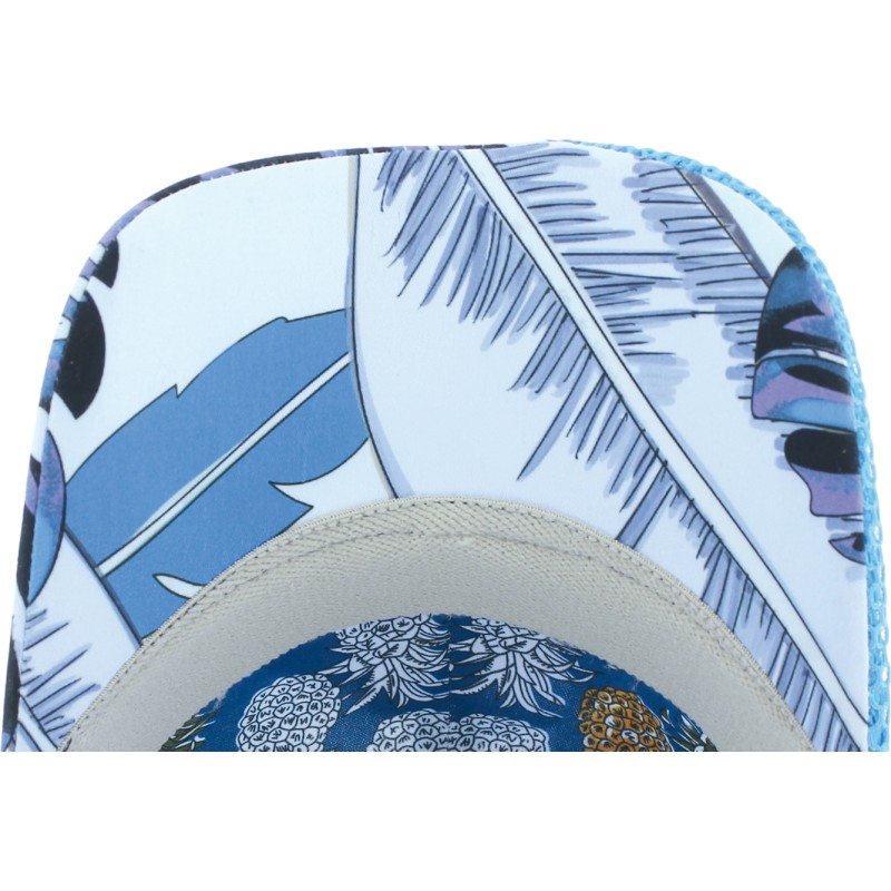 Casquette baseball à motif tropical et mesh uni. Fermeture arrière vel