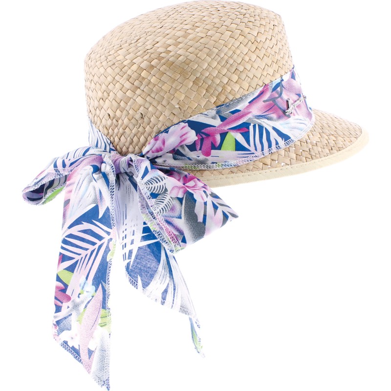 Casquette en paille naturelle unie avec foulard Casquette en paille naturelle unie avec foulard