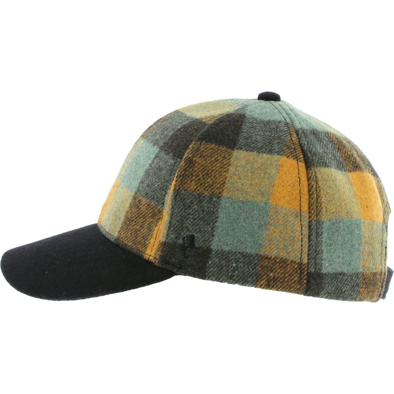 Casquette forme baseball en tweed à carreaux, visière unie Casquette forme baseball en tweed à carreaux, visière unie
