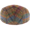 Casquette plate à carreaux en laine
