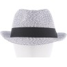 Chapeau enfant paille papier chiné + gros grain uni