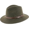 Chapeau adulte grand bord coupé cousu chiné avec ceinture surpiquée.