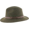 Chapeau adulte grand bord coupé cousu chiné avec ceinture surpiquée.