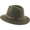 Chapeau adulte grand bord coupé cousu chiné avec ceinture surpiquée.