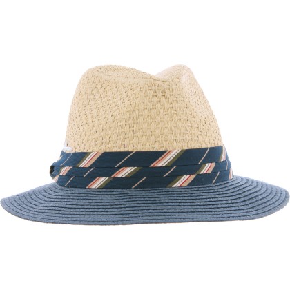 Chapeau de paille à grand bord décoration foulard. Protection UPF 30