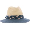 Wide trim straw hat with scarf. Big sun protection close to UPF 30