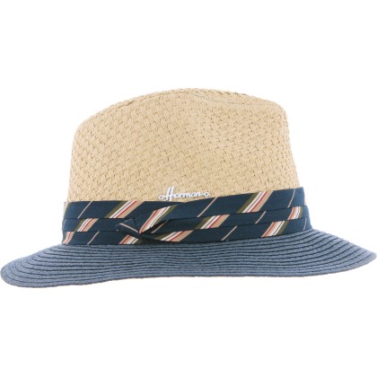 Chapeau de paille à grand bord décoration foulard. Protection UPF 30