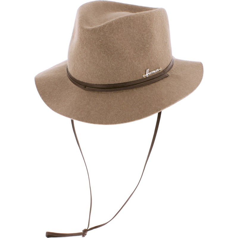Chapeau feutre 90gr petit bord uni avec fine ceinture et jugulaire imi