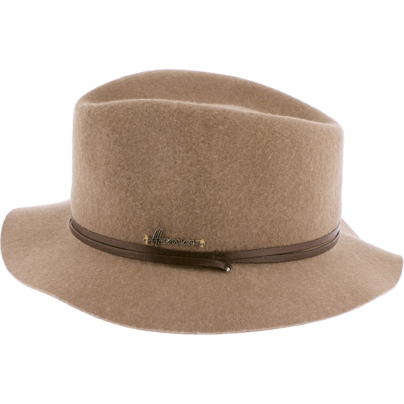 Chapeau feutre 90gr petit bord uni avec fine ceinture et jugulaire imi