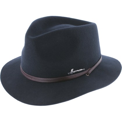 Chapeau feutre 90gr petit bord uni avec fine ceinture et jugulaire imi