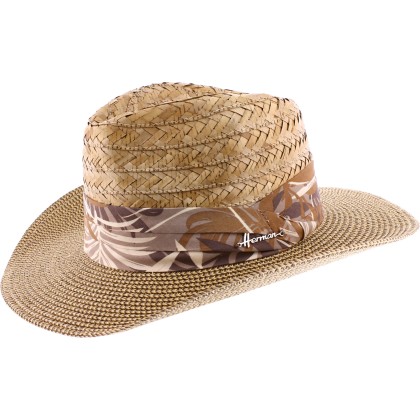 Chapeau grand bord avec la calotte en paille naturelle et le bord en p