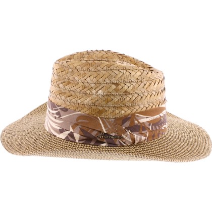 Chapeau grand bord avec la calotte en paille naturelle et le bord en p