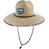 Chapeau paille naturelle grand bord  avec jugulaire dessous en tissu i
