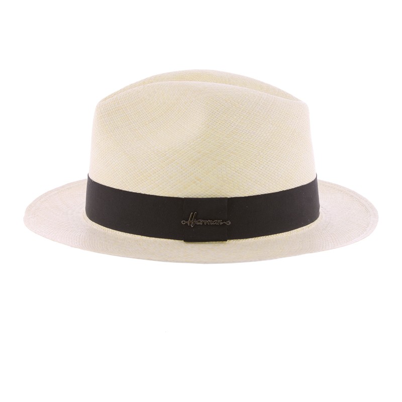 Chapeau "Panama" grand bord uni avec son gros grain noi