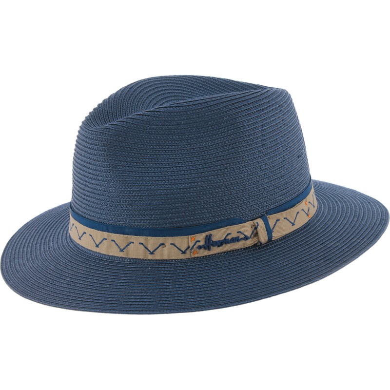 Chapeau grand bord uni avec gros grain brodé