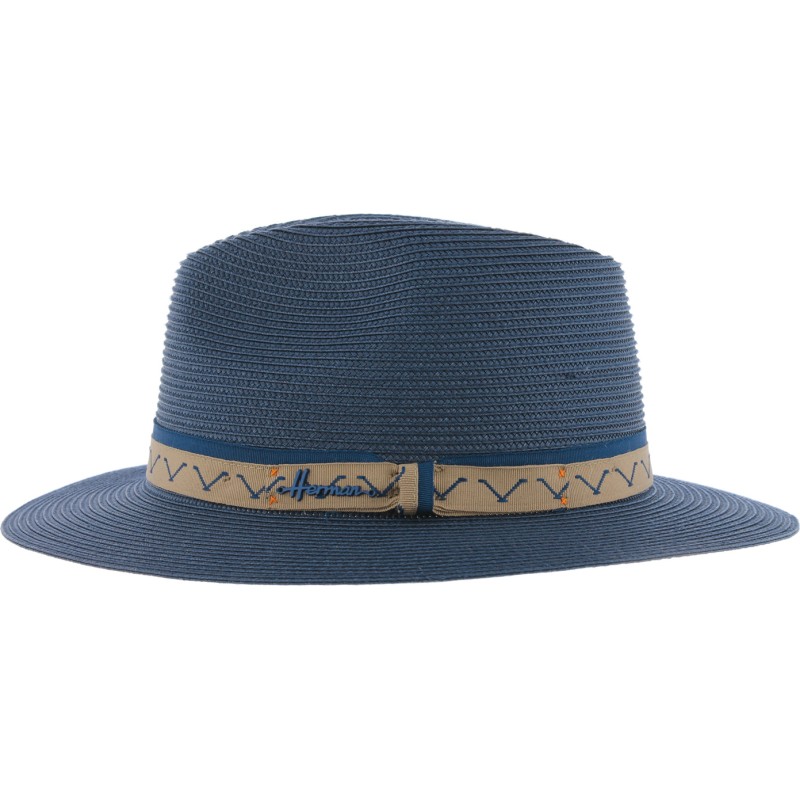 plain colour wide trim hat with embroidered gros grain