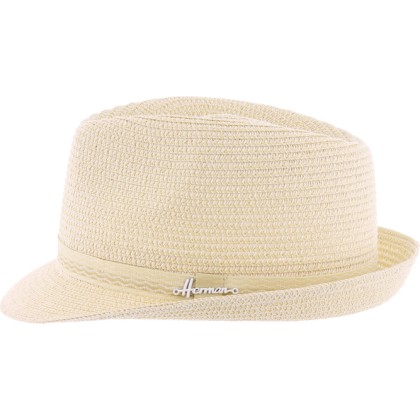 Chapeau petit bord relevé en paille papier uni avec ruban uni ton sur