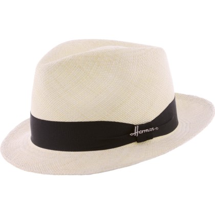 Chapeau "Panama" petit bord en bicolore contraste avec son gros grain