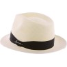 Chapeau "Panama" petit bord en bicolore contraste avec son gros grain