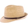 Chapeau petit bord en raphia naturel cousu avec une cei