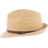 Chapeau petit bord en raphia naturel cousu avec une cei