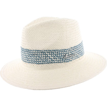 Chapeau grand bord en paille papier bicolore avec cordon de serrage in
