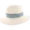 Chapeau grand bord en paille papier bicolore avec cordon de serrage in