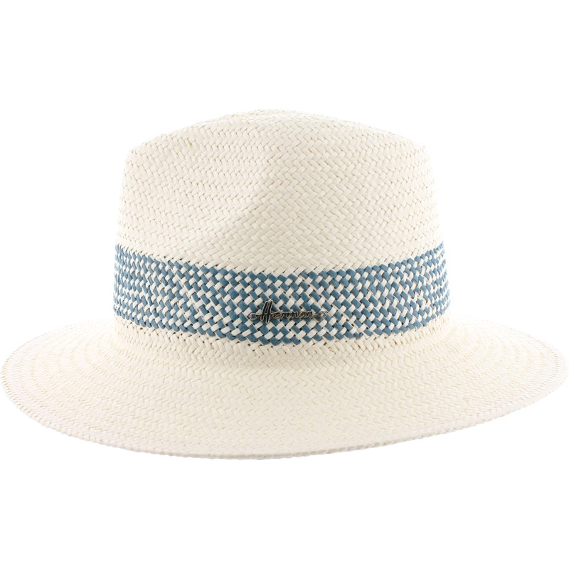 Chapeau grand bord en paille papier bicolore avec cordon de serrage in Chapeau grand bord en paille papier bicolore avec cordon de serrage in