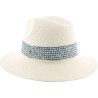 Chapeau grand bord en paille papier bicolore avec cordon de serrage in
