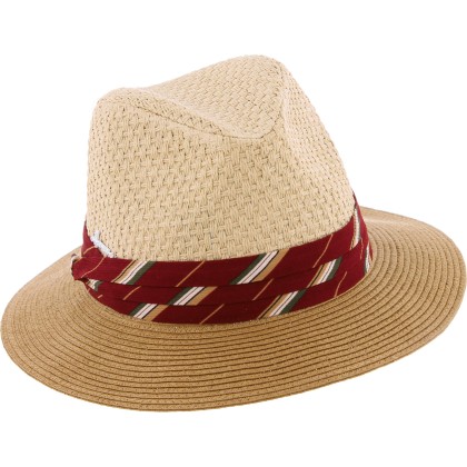 Chapeau de paille à grand bord décoration foulard. Protection UPF 30