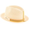 Chapeau petit bord en paille papier uni, bord bourdonné. Gros grain bi