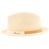 Chapeau petit bord en paille papier uni, bord bourdonné. Gros grain bi
