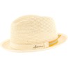 Chapeau petit bord en paille papier uni, bord bourdonné. Gros grain bi