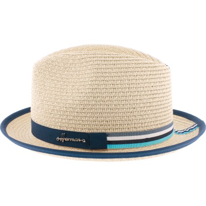 Chapeau petit bord en paille papier uni, bord bourdonné. Gros grain bi