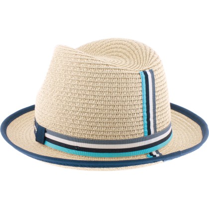 Chapeau petit bord en paille papier uni, bord bourdonné. Gros grain bi