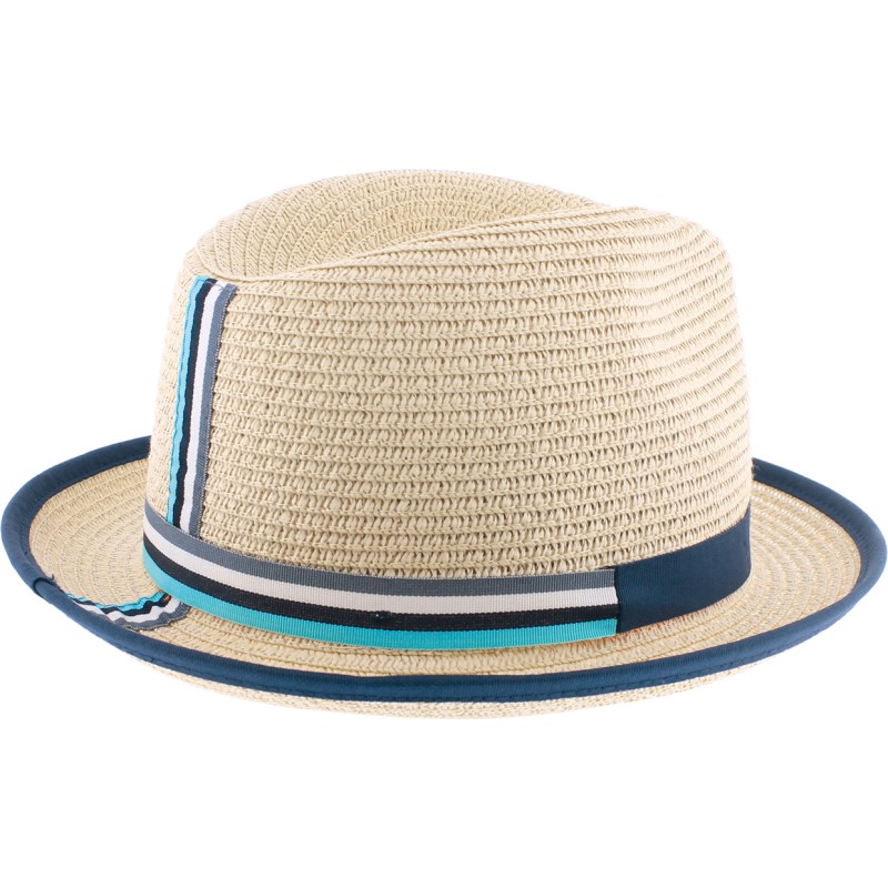 Small brim hat in paper straw with bounded edge