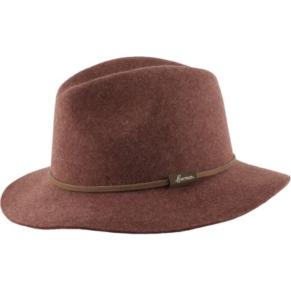 Chapeau petit bord droit en feutre uni avec fine ceinture en faux cuir