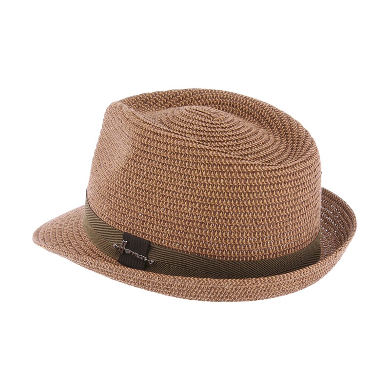 Chapeau petit bord relevé en paille papier uni avec ruban Chapeau petit bord relevé en paille papier uni avec ruban