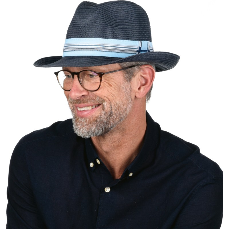 Chapeau grand bord relevé en paille papier cousue Chapeau grand bord relevé en paille papier cousue