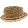 Chapeau Porkpie en paille papier cousue avec cordon de