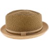 Chapeau Porkpie en paille papier cousue avec cordon de